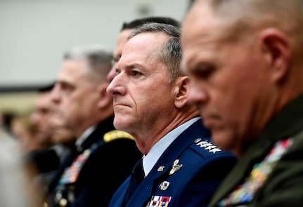 Air Force Chief of Staff Gen. David Goldfein testifies before the House Armed Services Committee April 5, 2017, in Washington, D.C., on the impacts of operating the service under a year-long continuing resolution.  Goldfein testified with his service chief counterparts. (U.S. Air Force photo/Scott M. Ash)