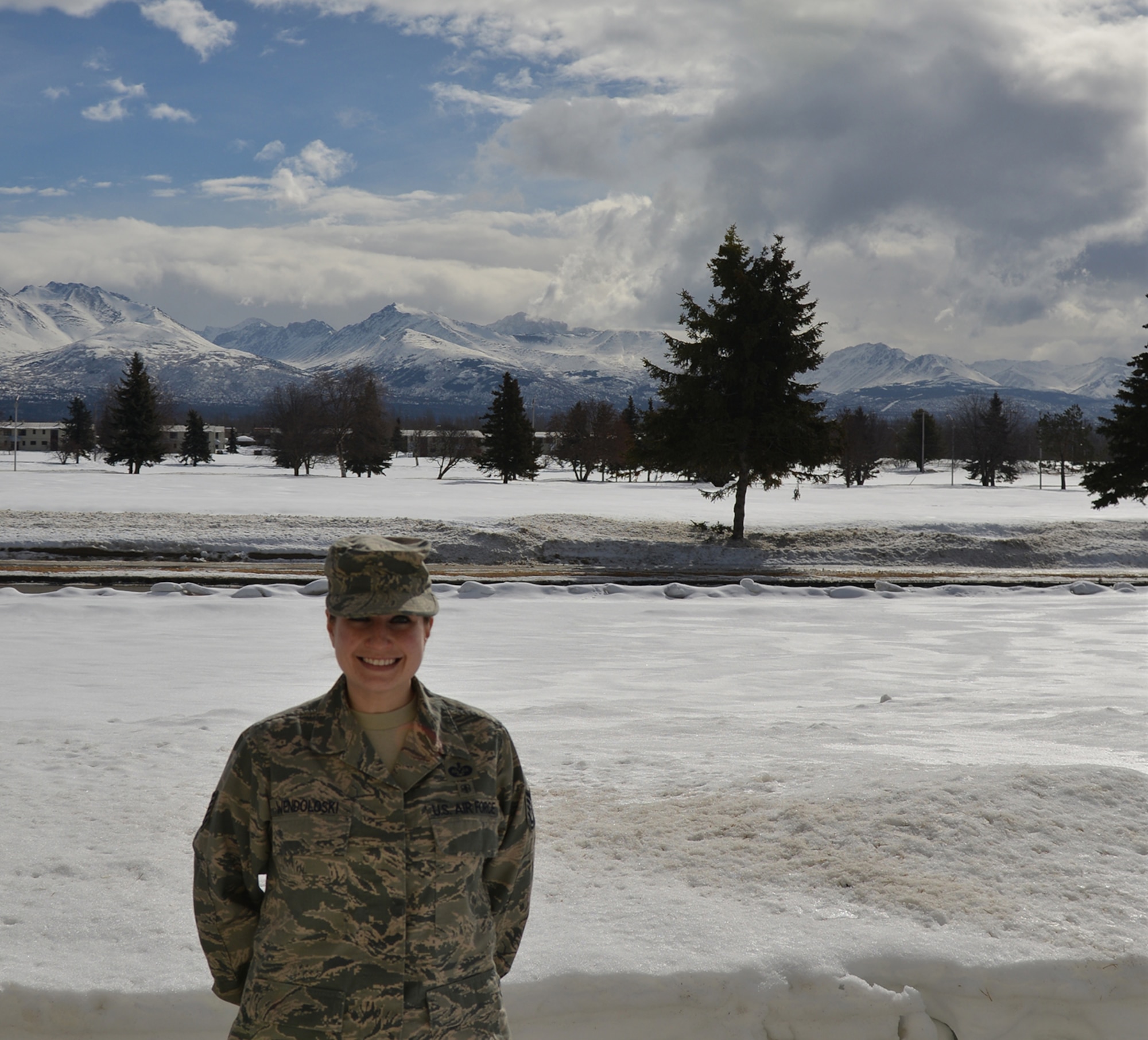 Technical Sgt. Elizabeth Wendowloski from the 477th Fighter Group Paralegal Office at Joint Base Elmendorf-Richardson, Alaska. (U.S. Air Force photo by Staff Sgt. Mike Campbell)