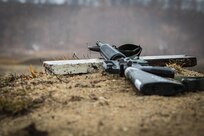 An M16-A2 rifle lies in wait  for a competitior to pick it up and qualify for points toward their standing during a Best Warrior Competition at Fort Devens, Massachusetts April 4, 2017. Competitors participate in a series of events to determine who will represent the 80th TC and 99th RSC at the USARC Best Warrior Competition.