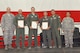 The Copper 5 Outstanding Aircrew Award was recognized at the 161st Air Refueling Wing annual awards ceremony April 2, 2017, Goldwater Air National Guard Base. From left to right: Col. Troy Daniels, 161st Air Refueling Wing commander, Lt. Col. Erik Wichmann, aircraft commander; 1st Lt. Sean Kelly, copilot,  Staff Sgt. Kevin Gimenez, boom operator, Col. Patrick Donaldson, operations group commander and Chief Master Sgt. Martha Garcia, 161st Air Refueling Wing command chief.(U. S. Air National Guard photo by Staff Sgt. Wesley Parrell)