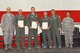 The Copper 5 Outstanding Aircrew Award was recognized at the 161st Air Refueling Wing annual awards ceremony April 2, 2017, Goldwater Air National Guard Base. From left to right: Col. Troy Daniels, 161st Air Refueling Wing commander, Lt. Col. Erik Wichmann, aircraft commander; 1st Lt. Sean Kelly, copilot,  Staff Sgt. Kevin Gimenez, boom operator, Col. Patrick Donaldson, operations group commander and Chief Master Sgt. Martha Garcia, 161st Air Refueling Wing command chief.(U. S. Air National Guard photo by Staff Sgt. Wesley Parrell)