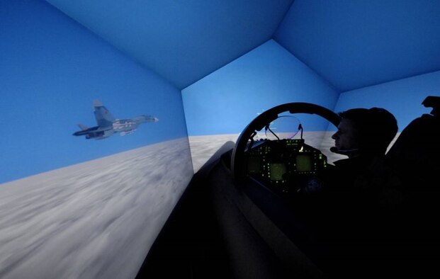 An illustration of high-fidelity flight simulator, the simulator will provide aircrew members advanced training.  Virtual training is extremely valuable, it is not a replacement for live training. (Courtesy photo) 