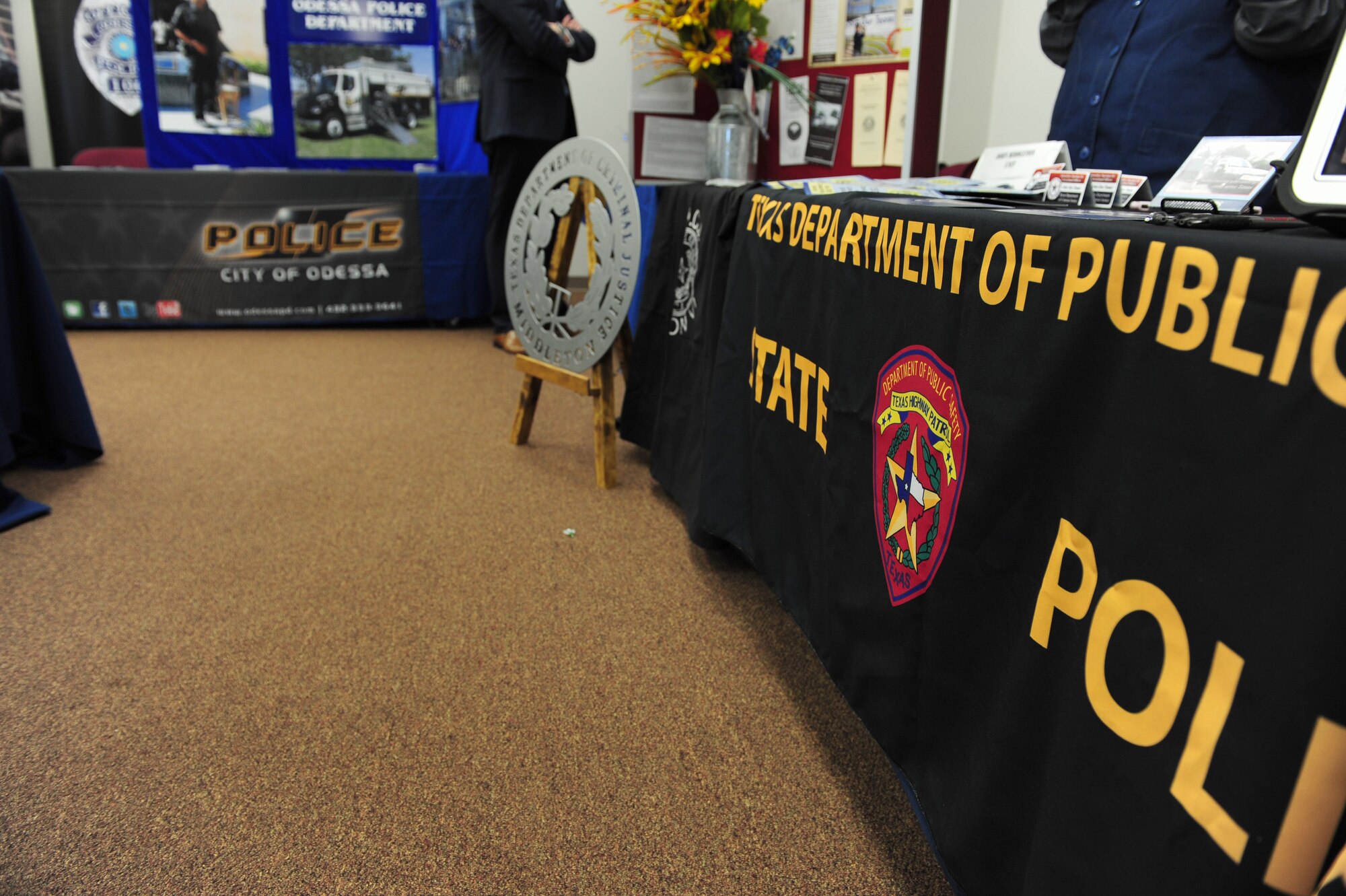 The vendor tables are set up before Heroes Hiring Heroes begins at Dyess Air Force Base, Texas, March 31, 2017. First responder representatives from the local area showed up for the event including police, border protection, fire-rescue and more. (U.S. Air Force photo by Airman 1st Class April Lancto)