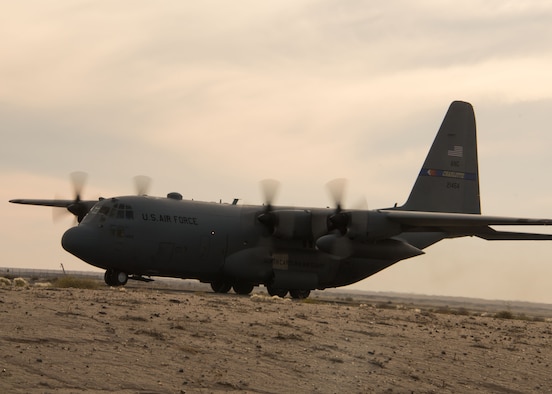 A Charlotte Air National Guard C-130H Hercules taxis down the runway at an undisclosed location in Southwest Asia April 5, 2017. The Charlotte ANG is currently flying its last Hercules mission as it prepares to transition to the C-17 Globemaster III. (U.S. Air Force photo/Staff Sgt. Andrew Park)