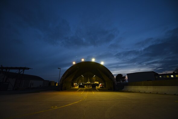 Airmen assigned to the 52nd Maintenance Group prepare an F-16 Fighting Falcon for the annual Combat Shield inspection at Spangdahlem Air Base, Germany, March 23, 2017. A Combat Shield team visited Spangdahlem March 20-24 to evaluate the reliability of several F-16s’ radar threat warning systems and countermeasures. (U.S. Air Force photo by Senior Airman Dawn M. Weber)