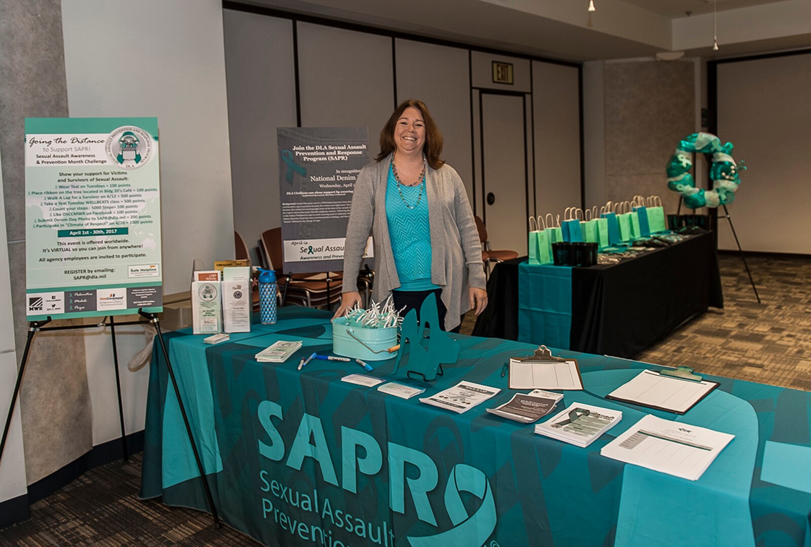 Defense Supply Center Columbus hosted an information fair to kick off Sexual Assault Awareness and Prevention Month. DLA Land and Maritime sexual assault response coordinator Shari Murnahan helped organize the April 5 event to promote activities taking place during the month at DSCC.