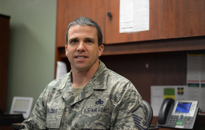 Master Sgt. Mark Salzman, 9th Reconnaissance Wing plans & programs superintendent, poses for a photo Apr. 6, 2017, at Beale Air Force Base, California. (U.S. Air Force photo/Airman 1st Class Douglas Lorance)
