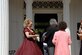 Kristie Hover, spouse of the 14th Flying Training Wing Command Chief, takes tickets from guests touring the Old Waverly Mansion antebellum home April 5, 2017, in West Point, Mississippi. Hover, donning period late 1800's dress,
joins 65 Columbus Air Force Base spouses and family members volunteering for docent duties at local antebellum homes during the 2017 Columbus Spring Pilgrimage. The Pilgrimage began on March 31, and will run through April 8.
