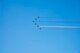 The Patrouille De France soars across the sky above Maxwell during the base Air Show here, April 8, 2017, Maxwell Air Force Base, Ala. The team was invited by Air University commander and director, Lt. Gen. Steven Kwast, and the World War I Centennial Commission. (U.S. Air Force photo/ Senior Airman Alexa Culbert