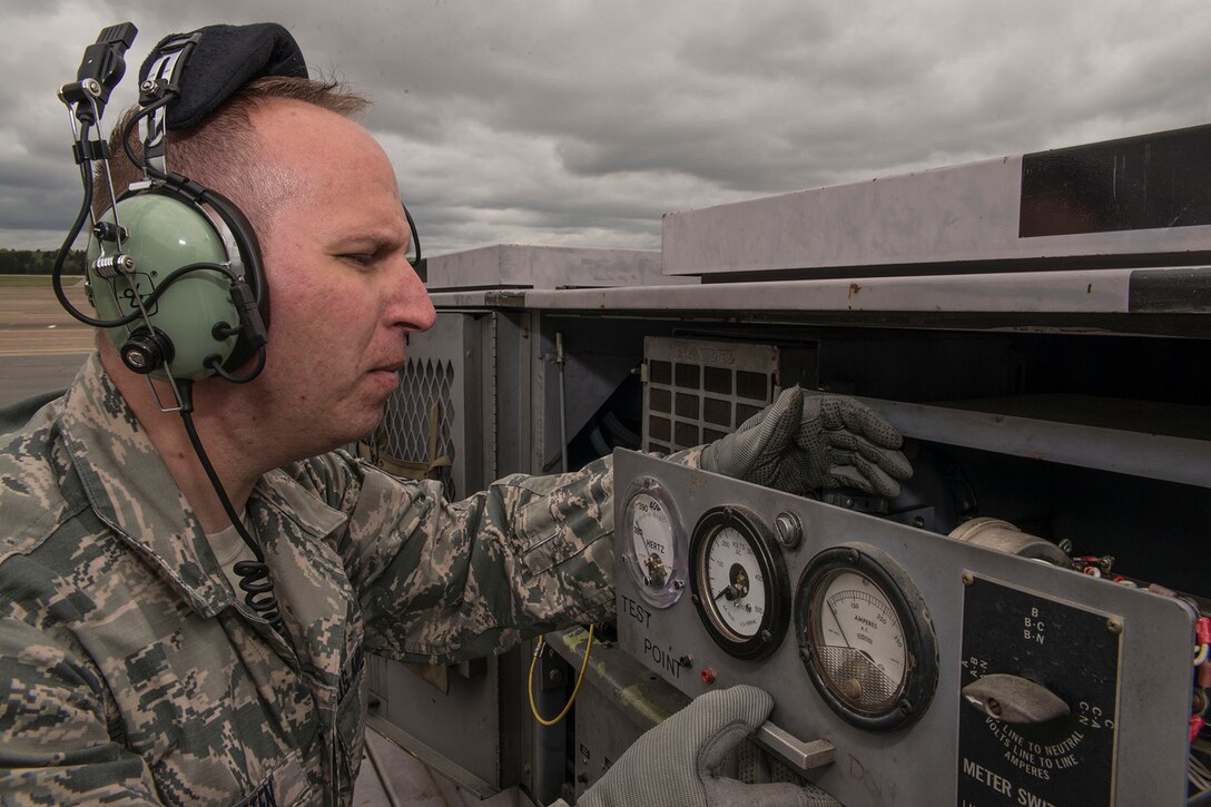 U.S. Air Force Reserve Staff Sgt. Jason C. Britten, an aerospace ground equipment apprentice assigned to the 913th Maintenance Squadron, completes an internal systems check on a diesel generator April 5, 2017, at Little Rock Air Force Base, Ark. Britten was recently awarded the prestigious ACE Award March 20, 2017, while training at Sheppard AFB, Texas. Aerospace Ground Equipment specialists play an essential role ensuring planes are ready for flight, by inspecting, troubleshooting and making hands-on repairs and maintaining proper standards. (U.S. Air Force photo by Master Sgt. Jeff Walston/Released)