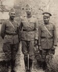 Officers of the 2nd Battalion, 372nd Infantry in France: 2nd Lt. Tom Walker (from left), 1st Lt. Ben Rudd and 2nd Lt. William Nichols. The 372nd was a segregated unit that earned the French Croix de Guerre with Palm during the Meuse-Argonne campaign for its heroic actions in battle. April 6, 2017, commemorates the 100th anniversary of the U.S. entry into World War I.