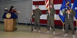 New York Lt. Gov. Kath Hochul speaks during a World War 1 Centennial commemorative ceremony held at New York National Guard headquarters in Latham, N.Y. on April 6, 2017. The event marked the 100th anniversary of the American entry into World War I. The 42nd Infantry Division's World War I Color Guard played a role in the ceremony.