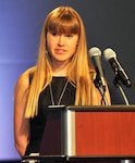 Monika Korra, seen here speaking at Joint Base Myer-Henderson Hall four years ago, is speaking to Army Soldiers and units on April 18 as part of the U.S. Army North (Fifth Army) and the Army’s Ready and Resilient campaign. Korra survived a sexual assault while in college and shares her story and recovery in hopes of inspiring others to do the same. 