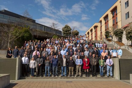 More than 200 Puget Sound Naval Shipyard and Intermediate Maintenance Facility nominees for Employee of the Year honors pose for a photo before the March 30 PSNS & IMF Employee of thpsnse Year ceremony at the Admiral Theater in Bremerton, Washington. PSNS & IMF on the Waterfront selected 34 of the nominees as winners in 28 categories. (PSNS & IMF photo by Thiep Van Nguyen II) 
