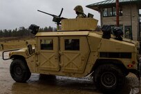 A tactical vehicle mounted with an M2 .50 caliber machine gun is staged and ready to proceed to a live fire exercise at Range 26 on Fort McCoy, Wis., during Operation Cold Steel, April 03, 2017. Operation Cold Steel is the U.S. Army Reserve’s crew-served weapons qualification and validation exercise to ensure that America’s Army Reserve units and Soldiers are trained and ready to deploy on short-notice and bring combat-ready, lethal firepower in support of the Army and our joint partners anywhere in the world. (U.S. Army Reserve photo by Spc. Jeremiah Woods, 358th Public Affairs Detachment / Released)