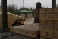 A guard monitors machine gun ammunition stacked at the ammo point on Range 26, Fort McCoy, Wis., during Operation Cold Steel, April 03, 2017. Operation Cold Steel is the U.S. Army Reserve’s crew-served weapons qualification and validation exercise to ensure that America’s Army Reserve units and Soldiers are trained and ready to deploy on short-notice and bring combat-ready, lethal firepower in support of the Army and our joint partners anywhere in the world. (U.S. Army Reserve photo by Spc. Jeremiah Woods, 358th Public Affairs Detachment / Released)Operation Cold Steel is the U.S. Army Reserve’s crew-served weapons qualification and validation exercise to ensure that America’s Army Reserve units and Soldiers are trained and ready to deploy on short-notice and bring combat-ready, lethal firepower in support of the Army and our joint partners anywhere in the world. (U.S. Army Reserve photo by Spc. Jeremiah Woods, 358th Public Affairs Detachment / Released)