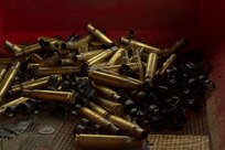 Expended brass ammunition casings are collected from the range and sorted after a firing exercise on Range 26, Fort McCoy, Wis., during Operation Cold Steel, April 03, 2017. Operation Cold Steel is the U.S. Army Reserve’s crew-served weapons qualification and validation exercise to ensure that America’s Army Reserve units and Soldiers are trained and ready to deploy on short-notice and bring combat-ready, lethal firepower in support of the Army and our joint partners anywhere in the world. (U.S. Army Reserve photo by Spc. Jeremiah Woods, 358th Public Affairs Detachment / Released)