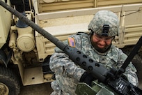 US Army Reserve Sgt. Gregory Crespin a wheeled vehicle mechanic with the 277th Quartermaster Company, 76th Operational Response Command, makes adjustments to an M2 .50 caliber machine gun in preparation for qualification as part Operation Cold Steel at Fort McCoy, Wis., April 2, 2017. The 76th ORC is the Army Reserve’s center for Defense Support of Civil Authorities, coordinating support to state and local officials, first responders and other federal agencies during emergencies or natural disasters. Operation Cold Steel is the U.S. Army Reserve’s crew-served weapons qualification and validation exercise to ensure that America’s Army Reserve units and Soldiers are trained and ready to deploy on short-notice and bring combat-ready, lethal firepower in support of the Army and our joint partners anywhere in the world. (U.S. Army Reserve photo by Spc. Jeremiah Woods, 358th Public Affairs Detachment / Released)