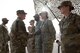 U.S. Air Force Vice Chief of Staff Gen. Stephen Wilson (left) shakes hands with Capt. Christina Nigro, 332nd Expeditionary Medical Group Operating Location Alpha chief nurse, during his visit to the 407th Air Expeditionary Group. The general’s primary topic of conversation while visiting with Airmen was how leadership can help Airman and make teams more resilient. (U.S. Air Force photo/Master Sgt. Benjamin Wilson)(Released)