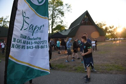 Members of team Charleston participate in a color run, hosted by the Sexual Assault Response and Prevention office, at Joint Base Charleston, South Carolina April 7, 2017. The run was held as part of Sexual Assault Awareness and Prevention Month, which focuses on creating an appropriate culture to eliminate sexual assault.