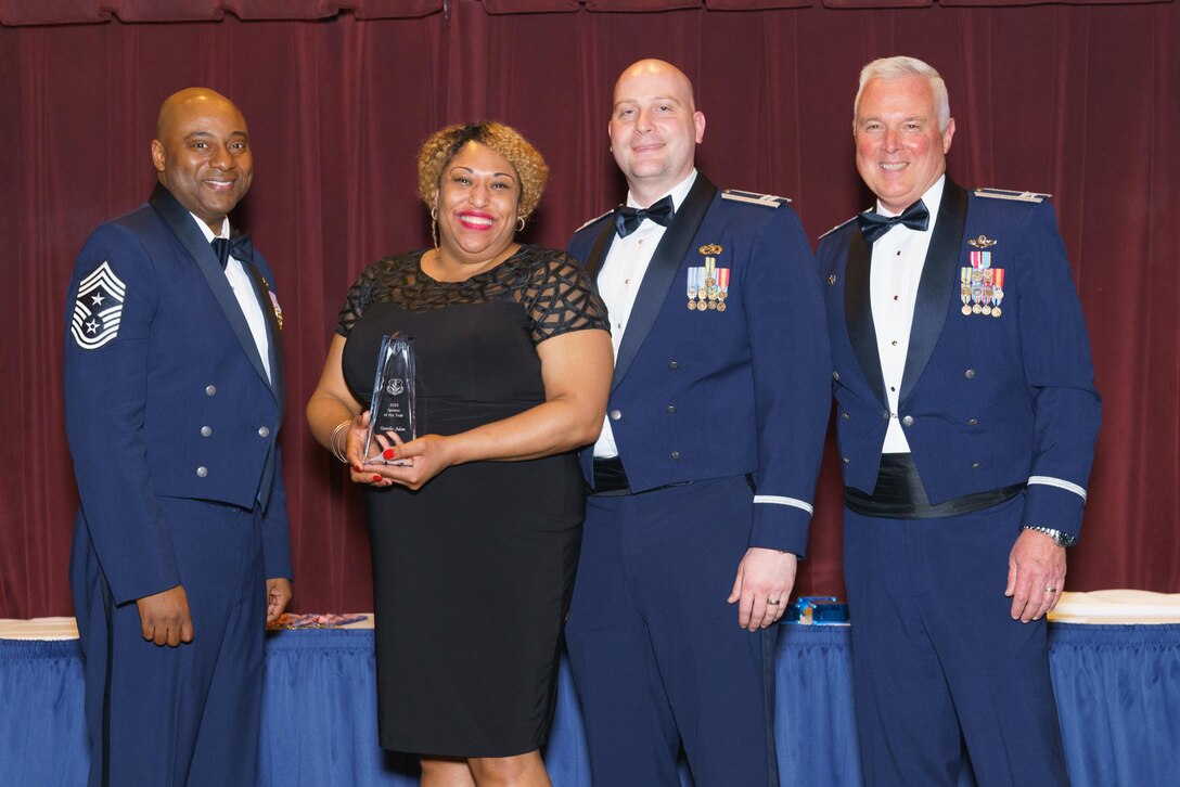 Awardees from the 446th Airlift Wing annual awards banquet April 1, 2017, at Joint Base Lewis-McChord, Wash.  