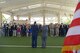 Retired Maj. Gen. Eugene Haase and retired Lt. Gen. Donald Wurster, lead the crowd in singing the Air Force song to conclude Haase’s retirement ceremony at Hurlburt Field, Fla., April 10, 2017. Haase, the vice commander of AFSOC, retired after 34 years of service. (U.S. Air Force photo/Staff Sgt. Melanie Holochwost)