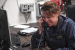 MEDITERRANEAN SEA (April 9, 2017) Cmdr. Andria L. Slough, commanding officer of the guided-missile destroyer USS Porter (DDG 78), receives a telephone call from President Donald J. Trump, April 9, 2017. Porter, forward-deployed to Rota, Spain, is conducting naval operations in the U.S. 6th Fleet area of operations in support of U.S. national security interests in Europe. (U.S. Navy photo by Mass Communication Specialist 3rd Class Ford Williams/Released)