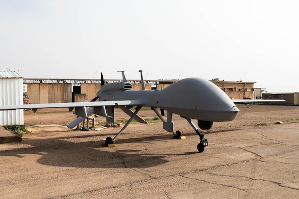 The MQ-1C Gray Eagle is a long-endurance platform able to fly for nearly 27 hours at a time at speeds of up to 150 knots while carrying up to four AGM-114 Hellfire missiles. U.S. Army Soldiers with Company D, 10th Aviation Regiment, 10th Mountain Division, deployed to Al Asad, Iraq, provide air fire support to the Combined Joint Task Force -- Operation Inherent Resolve, the global Coalition to defeat ISIS in Iraq and Syria. (Photo Credit: Spc. Derrik Tribbey)