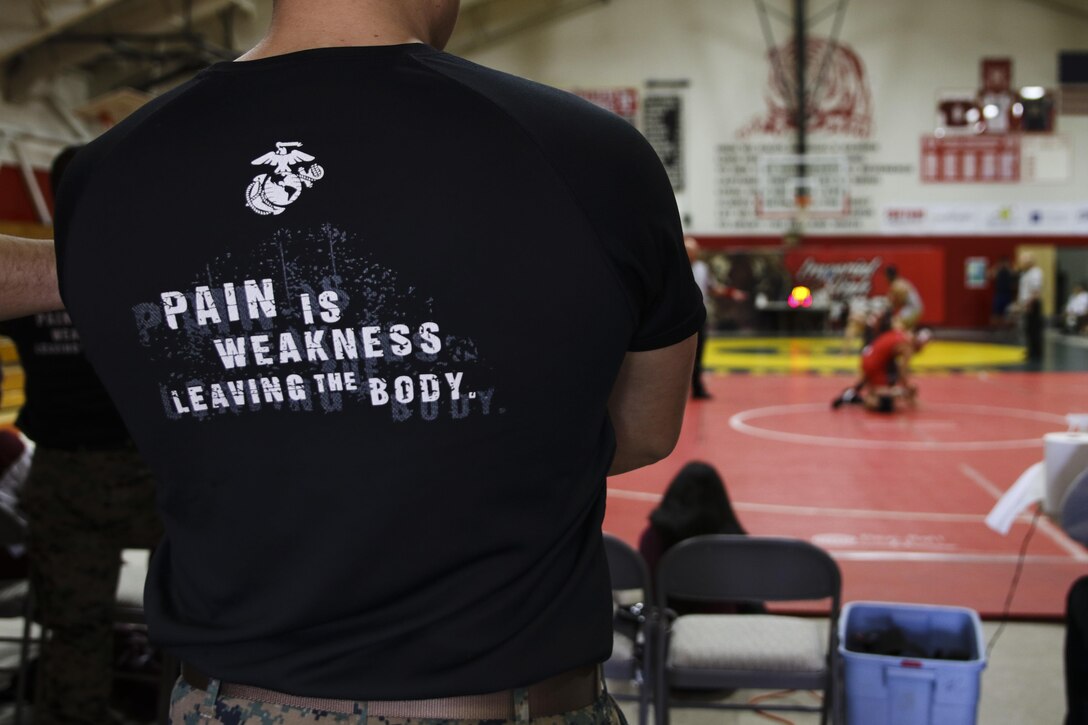 Imperial High School hosts the sixth Frankie Ramos Memorial JV Wrestling Tournament, Jan. 7, 2017 in Imperial, Calif. Frankie Ramos was a Lance Cpl. in the U.S. Marine Corps and passed away March 19, 2010 while serving as a recruiting aid. The tournament was started by Tirso Lara, Frankie’s wrestling coach when he attended Imperial, in order celebrate Frankie’s life and to motivate and inspire young wrestlers in Southern California. (U.S. Marine Corps photo by Sgt. William Hester/ Released)