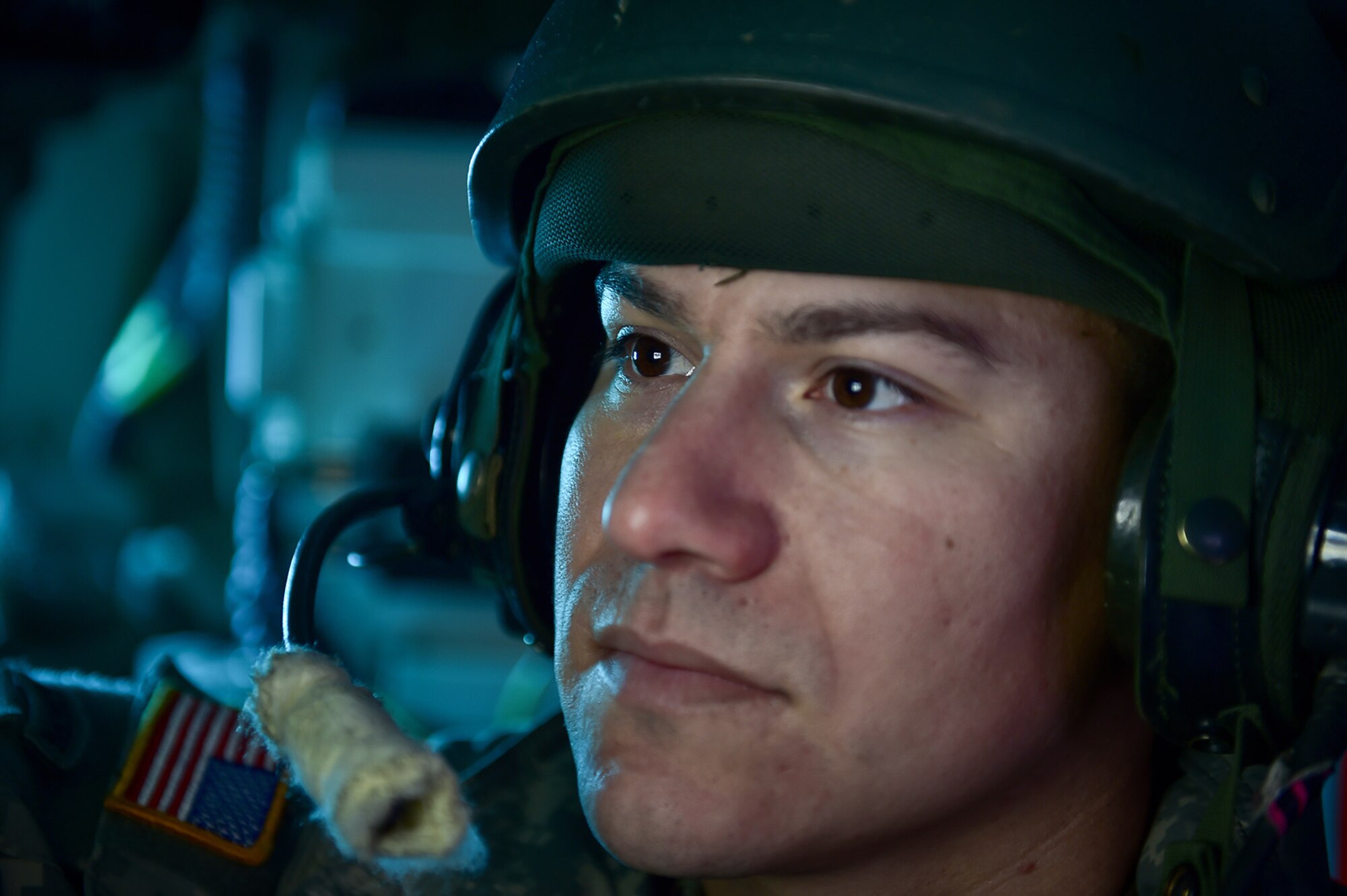 Army Staff Sgt. Jonathan Montemayor, a native of San Antonio, Texas, assigned to the 95th Chemical Company, “Arctic Dragons”, 17th Combat Sustainment Support Battalion, U.S. Army Alaska, monitors a computer screen prior to a gunnery live-fire exercise with M1135 Stryker Nuclear Biological Chemical Reconnaissance Vehicles on Joint Base Elmendorf-Richardson, Alaska, April 5, 2017.  The gunnery tested Soldier’s proficiency with identifying, engaging, and eliminating hostile targets while increasing combat effectiveness. The Styker NBCRV provides Nuclear, Biological, and Chemical detection and surveillance for battlefield visualization, and situational awareness to increase unit combat power.  The core of the NBCRV is its on-board integrated NBC sensor suite, and integrated meteorological system.  An NBC positive overpressure system minimizes cross-contamination of samples and detection instruments, provides crew protection, and allows extended operation at Mission Oriented Protective Posture. 