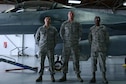 (From left) U.S. Air Force Staff Sgt. Anthony Cicchino, 20th Aircraft Maintenance Squadron (AMXS) weapons load crew chief, Senior Airmen Alex Farides and DaShawn Watts, 20th AMXS weapons load crew members, stand together for a photo at Shaw Air Force Base, S.C., April 3, 2017. The team competed in, and won, a load crew competition where they demonstrated their knowledge and skill regarding F-16CM Fighting Falcon munitions loads. (U.S. Air Force photo by Airman 1st Class Kathryn R.C. Reaves)