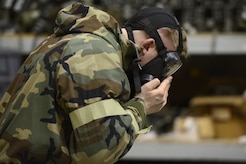 Airmen participate in Exercise Polar Force 17-4 at Joint Base Elmendorf-Richardson, Alaska, April 6, 2017. During the routine training exercise, Airmen donned Mission Oriented Protective Posture gear and engaged in various scenarios which tested their ability to handle real-world situations. 