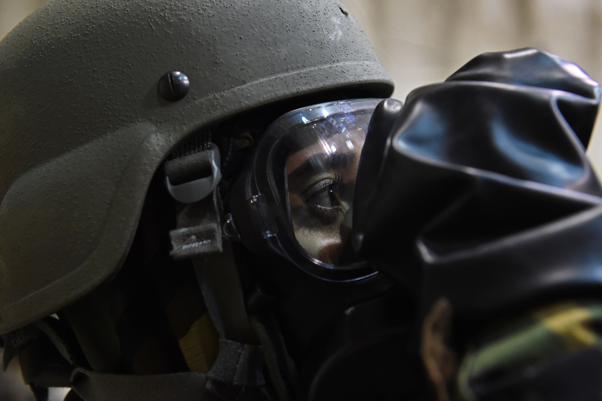 Airmen participate in Exercise Polar Force 17-4 at Joint Base Elmendorf-Richardson, Alaska, April 6, 2017. During the routine training exercise, Airmen donned Mission Oriented Protective Posture gear and engaged in various scenarios which tested their ability to handle real-world situations. 