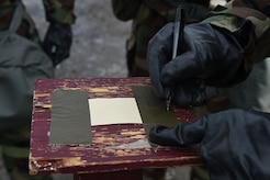 Airmen participate in Exercise Polar Force 17-4 at Joint Base Elmendorf-Richardson, Alaska, April 6, 2017. During the routine training exercise, Airmen donned Mission Oriented Protective Posture gear and engaged in various scenarios which tested their ability to handle real-world situations. 