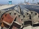 This close-up view of the sections of high-density polyethylene, or HDPE, pipe shows the flanges Manson will use to connect the 500-foot sections.
Segments will be added to increase the length of the discharge pipe as the project places the material south along the beach.