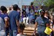 Children and parents line up for the Easter Bunny at the Easter Egg Hunt near the school age program area on Goodfellow Air Force Base, Texas, April 8, 2017. The event also had a children’s fair. (U.S. Air Force photo by Staff Sgt. Joshua Edwards/Released)