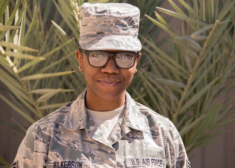 This week's Rock Solid Warrior is Senior Airman Aubria Wilkerson, a 386th Expeditionary Force Support Squadron services journeyman. She is deployed from Beale Air Force Base, Calif. (U.S. Air Force photo/Staff Sgt. Andrew Park)