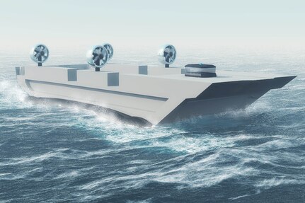 Official U.S. Navy file photo of an artist rendering of the Future Naval Capability project Transformable Craft, or T-Craft. Naval Surface Warfare Center Dahlgren Division (NSWCDD) principal scientist Steve Anderson received the 2014 NATO Science and Technology Organization's Scientific Achievement Award for impacting a task group's work - including T-Craft research - in support of NATO. In his research, Anderson used modeling and simulation to explore the effectiveness of T-Craft for humanitarian assistance and disaster relief efforts. The potential future U.S. and allied Navy air cushion vehicle could serve many purposes, including the transport of equipment and personnel between locations at sea and ashore during humanitarian assistance, disaster recovery, and major combat operations. 
