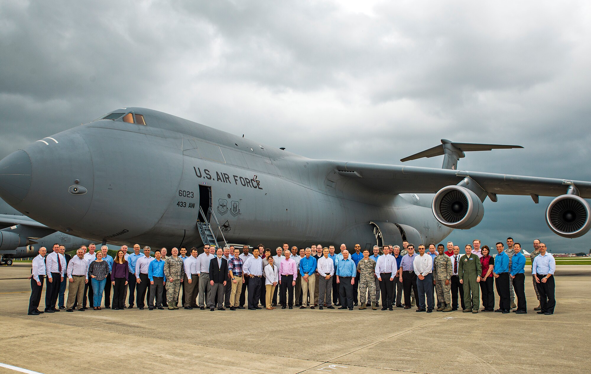 Members of the Air Force Scientific Advisory Board received a 433rd Airlift Wing mission brief and C-5M Super Galaxy aircraft tour during their visit April 11, 2017 at Joint Base San Antonio-Lackland, Texas. The SAB is a Federal Advisory Committee that provides independent advice on matters of science and technology relating to the Air Force mission, reporting directly to the Secretary of the Air Force and the Chief of Staff of the Air Force.  (U.S.  Air Force photo by Benjamin Faske)