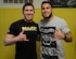 U.S. Army Spc. Johnathan Cruz, Public Health Command Fort Bragg Atlantic animal care specialist, poses for a photo with his friend Brad Tavares, UFC middleweight fighter , at Joint Base Langley-Eustis, Va., April 6, 2017. Cruz and Tavares trained in mixed martial arts together while living in Hawaii, prior to Tavares’ start in UFC and Cruz joining the Army. (U.S. Air Force photo/Staff Sgt. Teresa J. Cleveland)