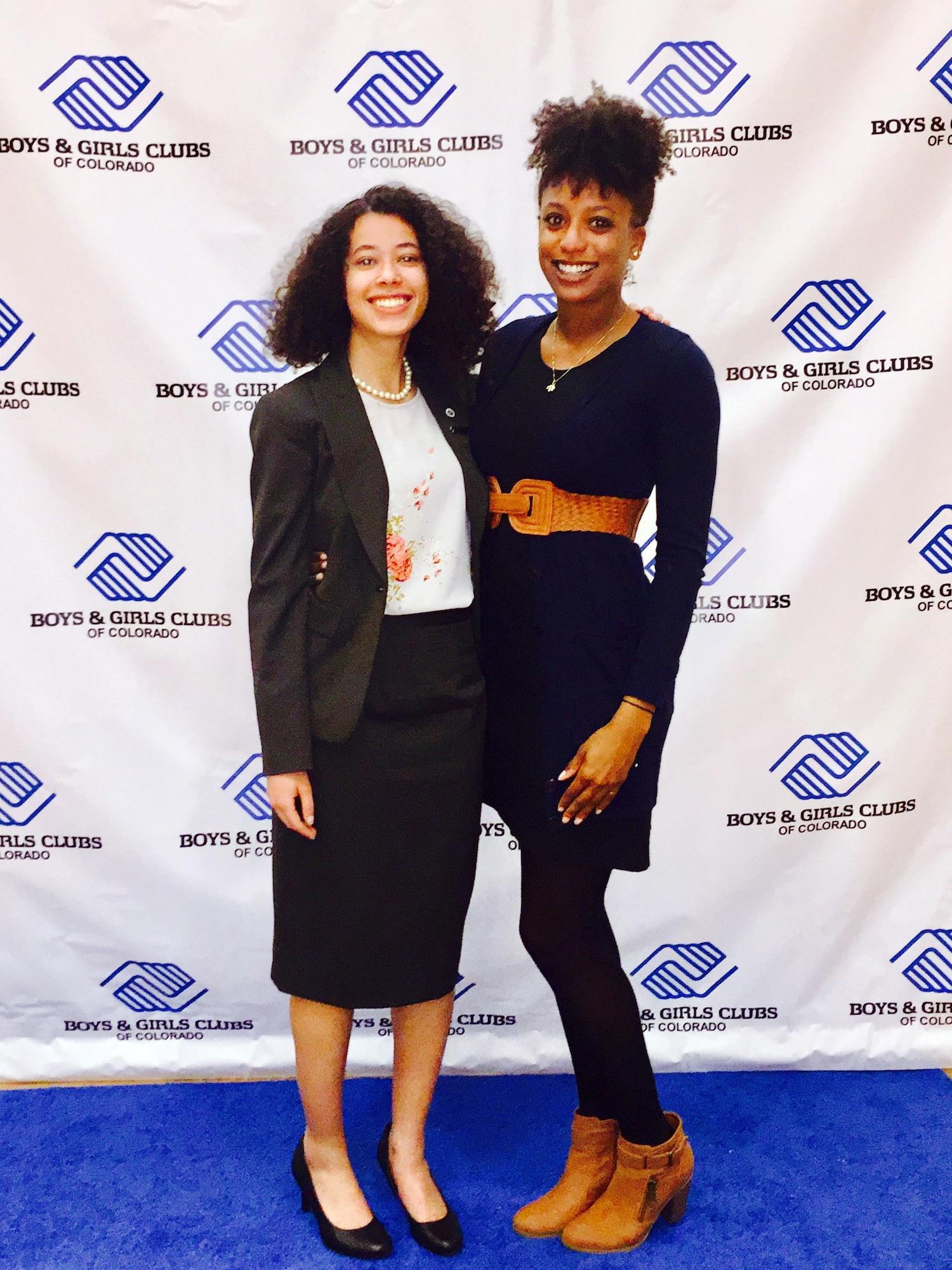 Danielle Wright, Colorado Military Youth of the Year, poses with Autumn Washington, 460th Force Support Squadron child and youth program specialist, March 28, 2017, at the National Youth of the Year Celebration in Denver. Youth of the Year is a national Boys & Girls Club program, and was established to recognize and honor the nation’s most inspirational teens. (Courtesy photo)