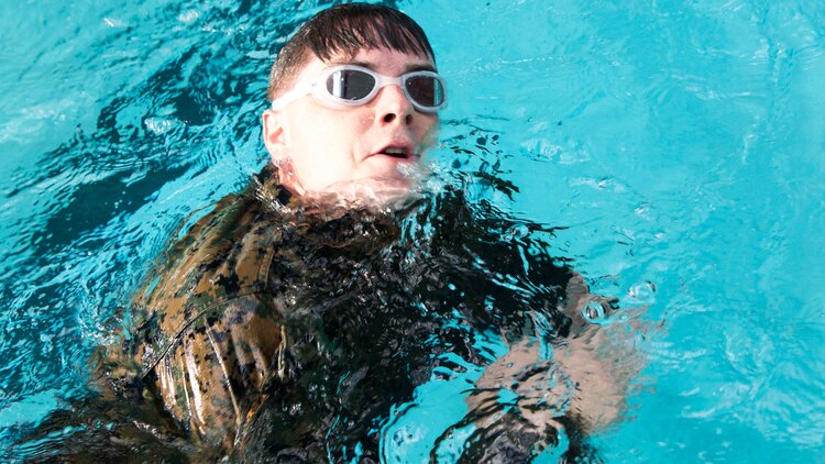 Cpl. Christophe D. Black conducts a distance swim during a scout sniper screener at Marine Corps Base Camp Lejeune, N.C., April 3, 2017. The screener tested the Marines’ ability to accomplish basic infantry tasks to find the most qualified candidates for the Scout Sniper Basic Course. Black is a team leader with 2nd Battalion, 8th Marine Regiment, 2nd Marine Division. 