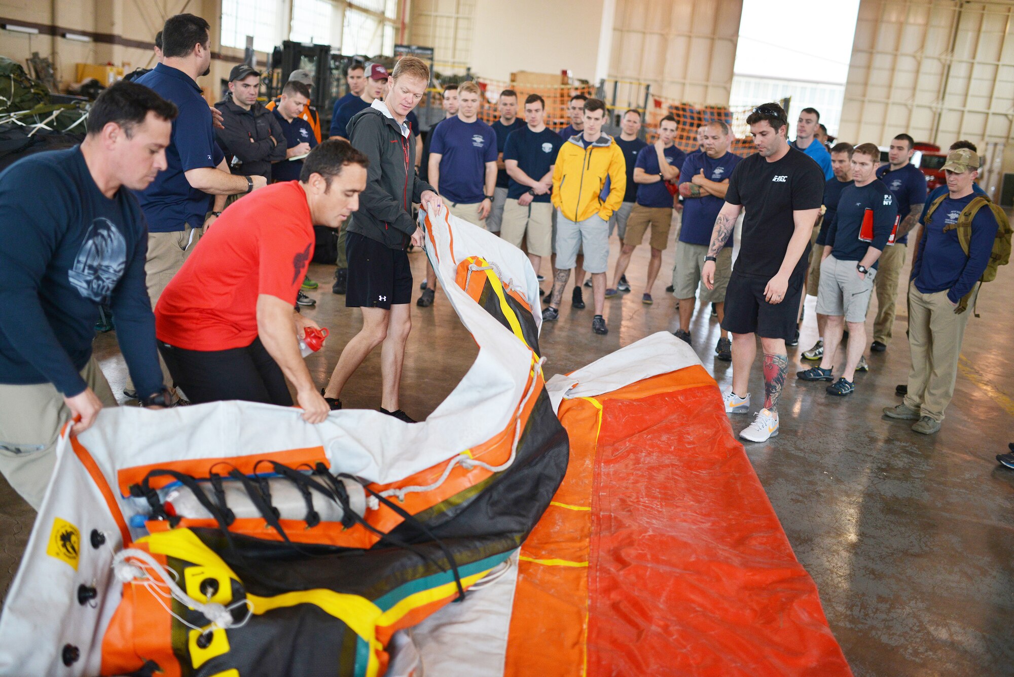 Members of the New York Air National Guard's 106th Rescue Wing, including Pararescuemen, Combat Rescue Officers, Survival, Evasion, Resistance and Escape specialists from the 103rd Rescue Squadron, as well as combat support team personnel  conduct training with NASA personnel at Joint Base Pearl Horbor-Hickam, Hawaii during Exercise SENTRY ALOHA March 2, 2017. A major element of this two week TDY is to participate in a joint NASA and Defense Department mission to evaluate recovery techniques and gear that will be used to recover NASA's Orion spacecraft, the next generation of American space vehicle.



US Air National Guard Photo by Staff Sgt. Christopher S. Muncy