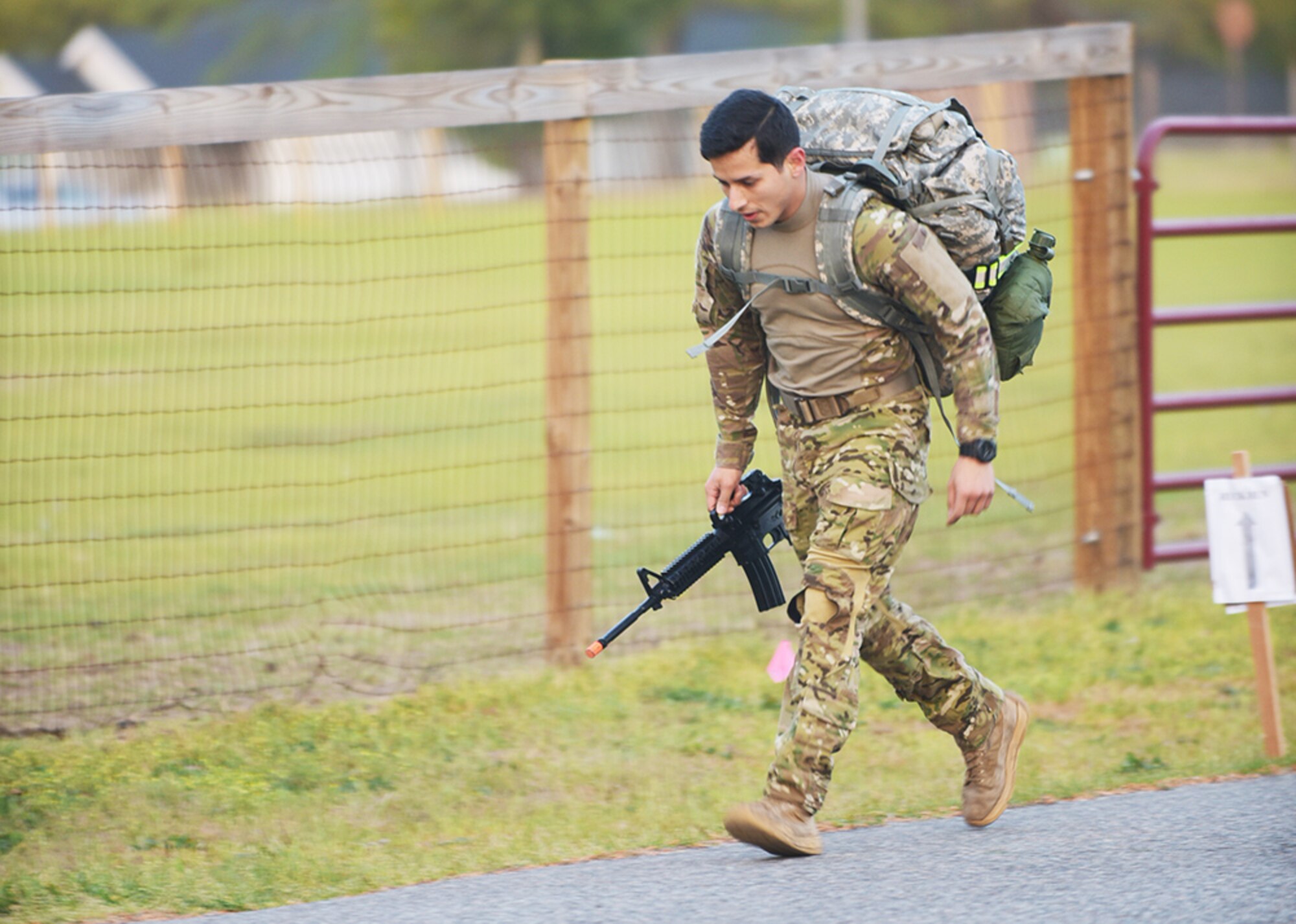 The Robins Air Force Base Fitness Center sponsored a 10-Mile Ruck Run on March 24, 2017. Today's ruck run was one of many military-centric events the Fitness Center offers. Participants wore ruck sacks weighing at least 35 pounds while trying to manage a 10-mile cross country course as fast as possible.  (U.S. Air Force photos/RAYMOND CRAYTON, JR.)
