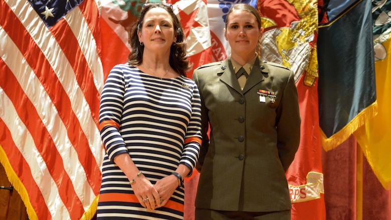 Second lieutenant Lillian Polatchek poses with her mother, Patsy Polatchek, after graduating from the Army’s Armor Basic Officer Leaders Course at Fort Benning, Georgia, April 12, 2017. Polatchek graduated at the top of her class and is now the first female Tank Officer in the Marine Corps.