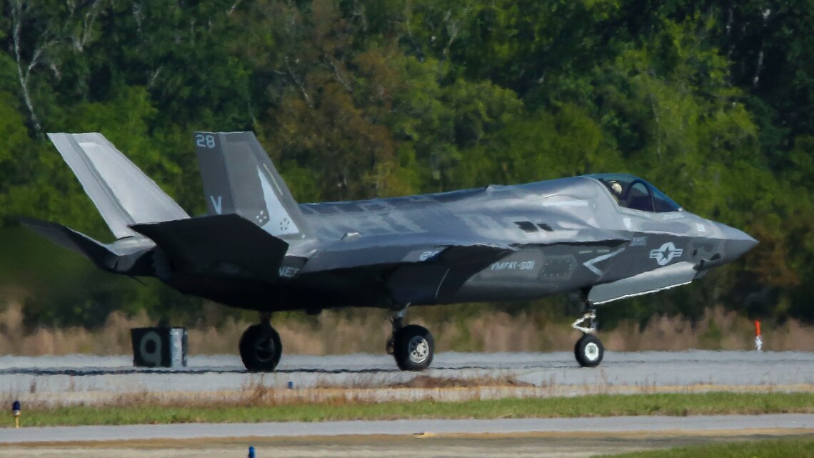 An F-35B Lightning II aircraft piloted by Maj. Jesse Peppers takes off from Marine Corps Air Station Beaufort, April 11. Peppers and the other F-35B Lightning II pilot instructors are training with Joint Direct Attack Munitions. After the instructors are proficient with JDAM they will add the ordnance to the syllabus for the F-35B training pilot program. The aircraft is with Marine Fighter Attack Training Squadron 501, Marine AircraftGroup 31.