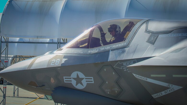 An F-35B Lightning II aircraft piloted by Maj. Jesse Peppers taxis toward the runway aboard Marine Corps Air Station Beaufort, April 11. Peppers and the other F-35B Lightning II pilot instructors are training with Joint Direct Attack Munitions. After the instructors are proficient with JDAM they will add the ordnance to the syllabus for the F-35B training pilot program to give the students the experience with firing inert ordnances. The Aircraft is with Marine Fighter Attack Training Squadron 501, Marine Aircraft Group 31.