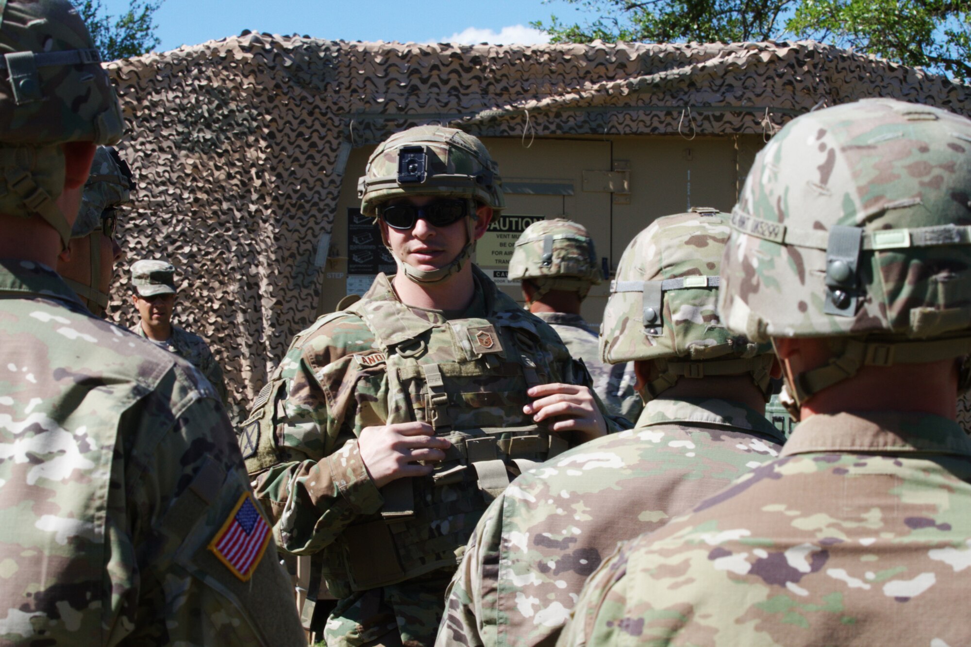 U.S. Airmen and Soldiers participate in Warfighter Exercise 17-4 at Fort Hood, Texas, April 5, 2017. WFX 17-4 prepared Airmen for an upcoming deployment to Combined Joint Task Force-Operation Inherent Resolve headquarters. (U.S. Army photo by Staff Sgt. Matthew Alford)