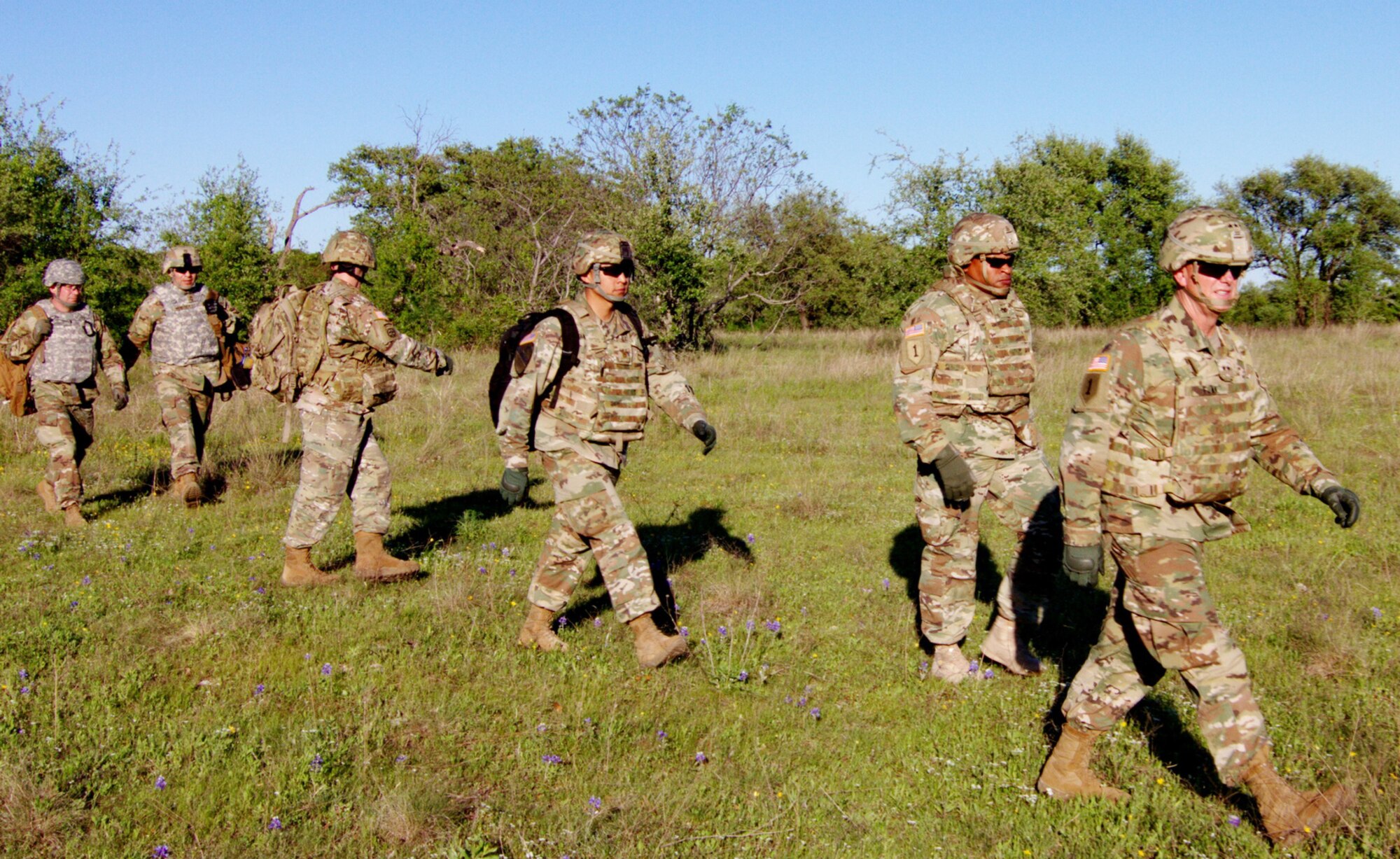 U.S. Airmen and Soldiers participate in a scenario during Warfighter Exercise 17-4 at Fort Hood, Texas, April 5, 2017. WFX 17-4 was designed to train participants on how to build a Joint Task Force headquarters in preparation for an upcoming joint deployment. (U.S. Army photo by Staff Sgt. Matthew Alford)