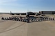 All of the motorcyclists participating in Thunder on the Bayou line up in front of a B-52 Stratofortress at Barksdale Air Force Base, La., April 7, 2017. Thunder on the Bayou is an annual safety brief and ride for motorcyclists in the spring. (U.S. Air Force photo/Airman 1st Class Stuart Bright)